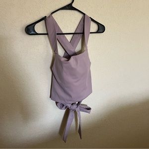 purple halara tank top with tie in back